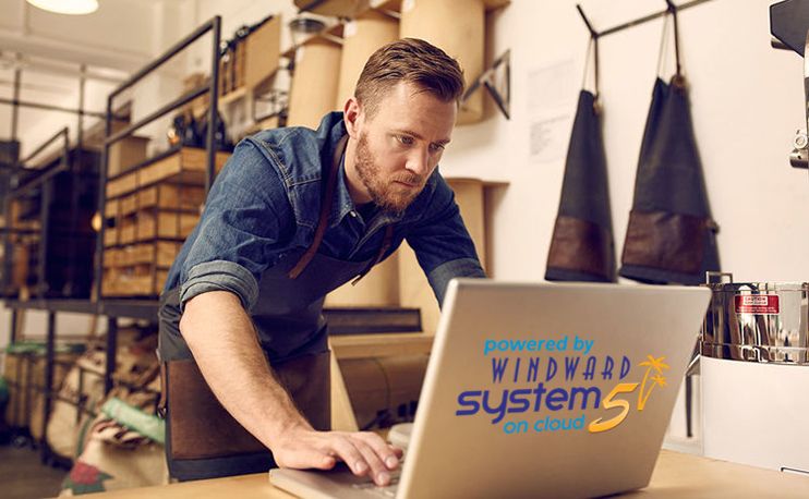 man-working-laptop-with-sytem-five-on-cloud