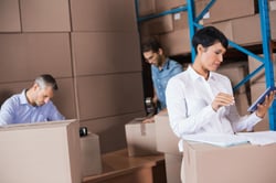 warehouse workers preparing shipment