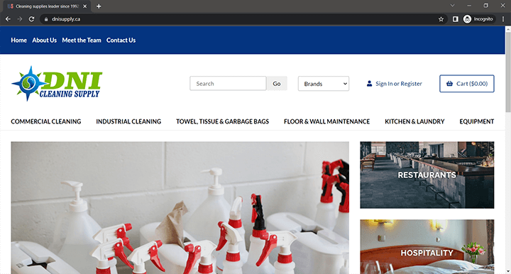 screenshot of dni supply.ca website